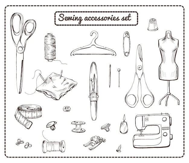 Free Vector | Hand drawn tailoring elements collection