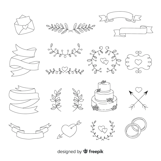 Free Vector | Hand drawn wedding ornament collection