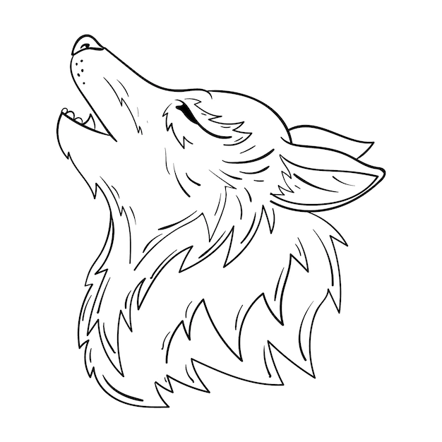 Free Vector | Hand drawn wolf outline illustration