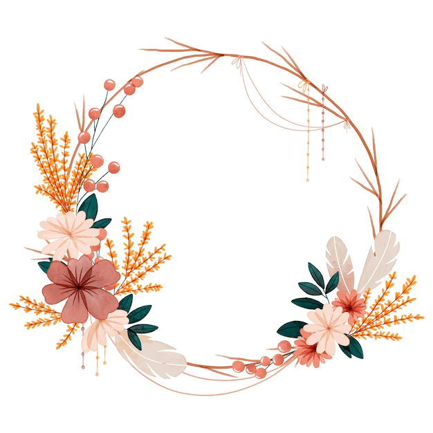 Free Vector | Hand painted watercolor boho frame with flowers