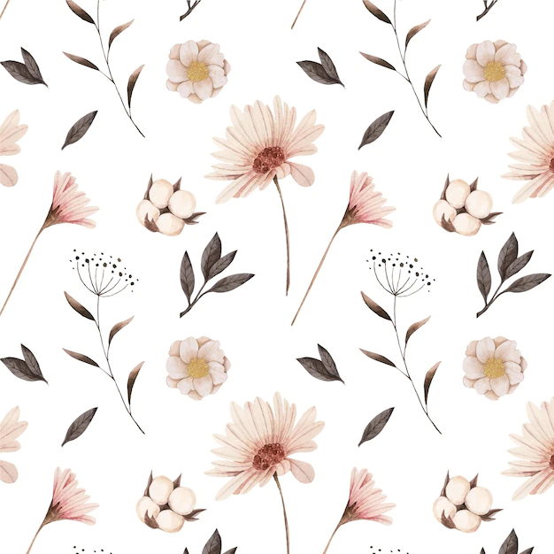 Free Vector | Hand painted watercolor floral pattern in peach tones
