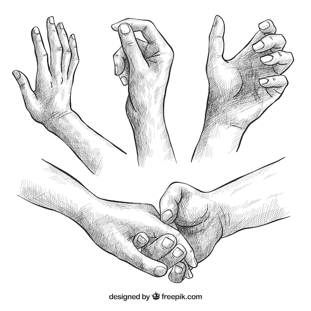 Free Vector | Hands collection with different poses in realistic style
