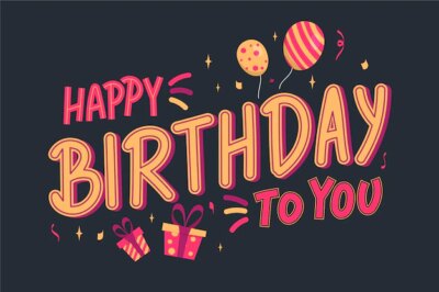 Free Vector | Happy birthday lettering with balloons and presents