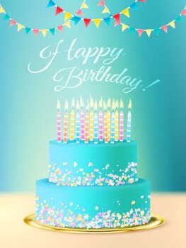 Free Vector | Happy birthday message with realistic cake