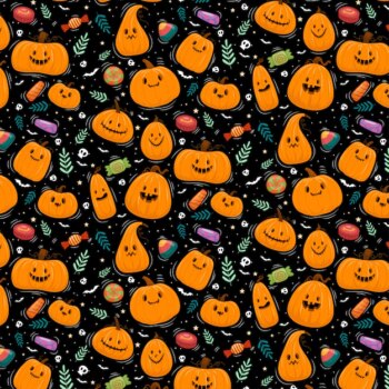 Free Vector | Happy halloween or party invitation background with pumpkins.