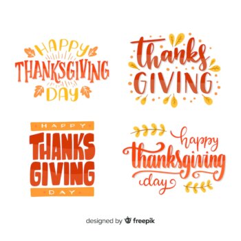 Free Vector | Happy thanksgiving lettering badges collection