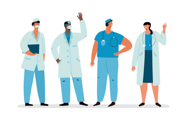 Free Vector | Health professional team in medical robes