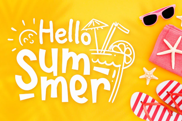 Free Vector | Hello summer lettering with photo