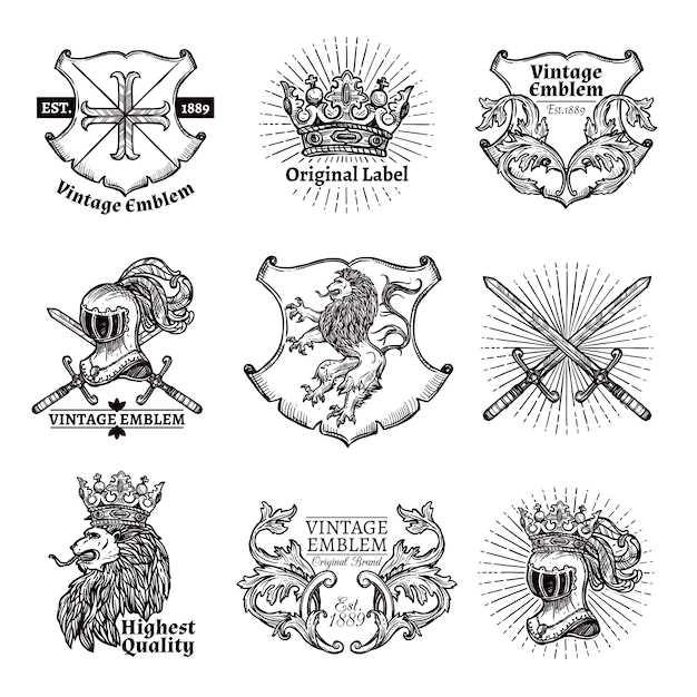 Free Vector | Heraldic emblems set