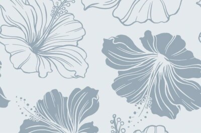 Free Vector | Hibiscus flower pattern background, blue botanical design vector