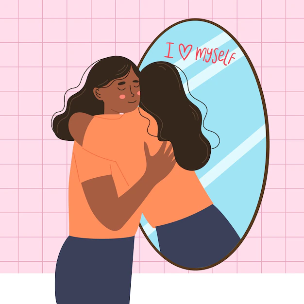 Free Vector | High self-esteem with woman and mirror