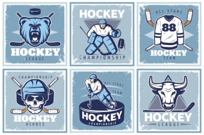 Free Vector | Hockey league posters set