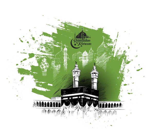 Free Vector | Holy kaaba in mecca saudi arabia hand drawn sketch vector illustration