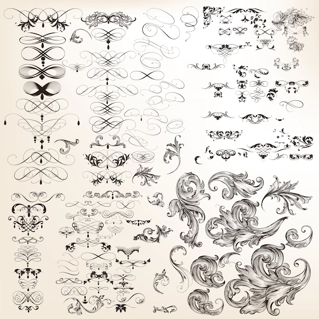 Free Vector | Huge collection of vector decorative calligraphic flourishes