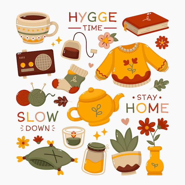 Free Vector | Hygge stickers in flat design