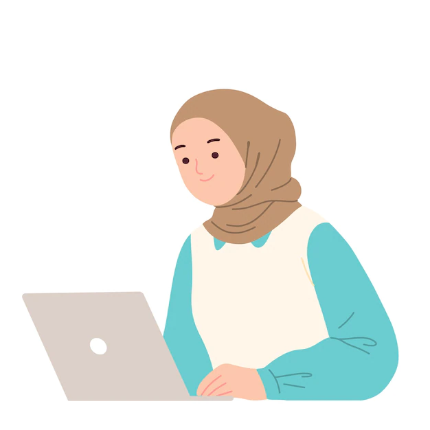 Free Vector | Illustration of female character wearing hijab working in office
