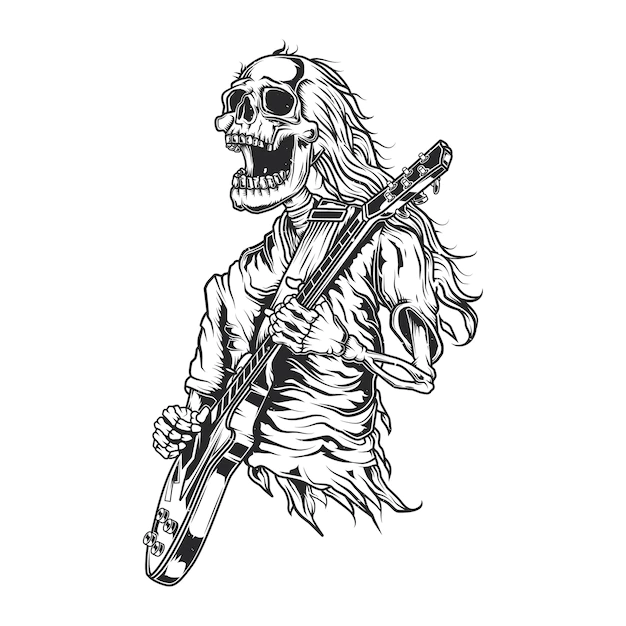 Free Vector | Illustration of skeleton playing guitar