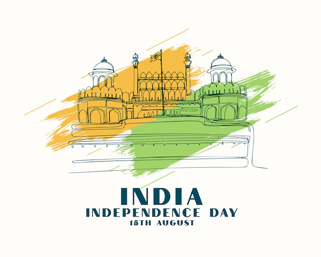 Free Vector | Independence day of india with hand drawn red fort