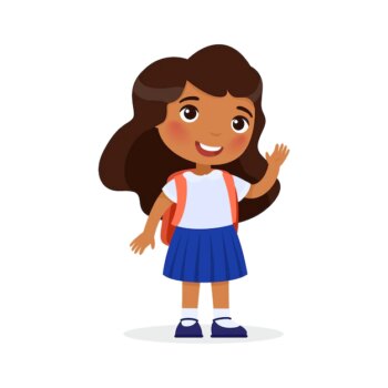 Free Vector | Indian school girl happy elementary school pupil back to school