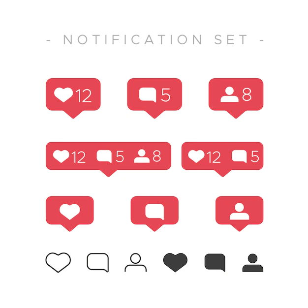 Free Vector | Instagram like notification set