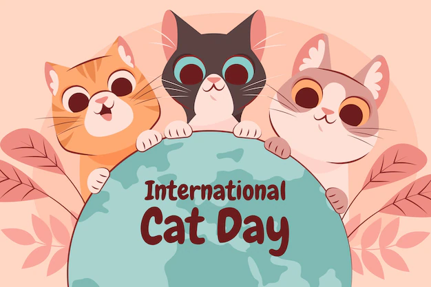 Free Vector | International cat day flat background