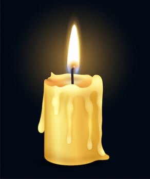 Free Vector | Isolated yellow realistic burning candle flame fire light composition in the dark  illustration