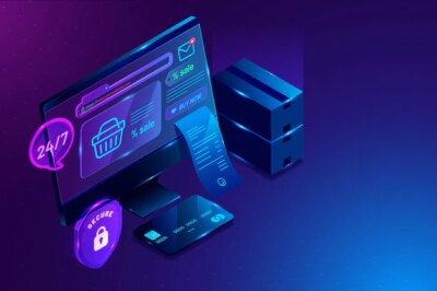 Free Vector | Isometric e-commerce and shopping basket
