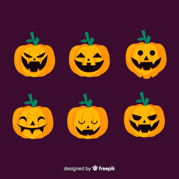 Free Vector | Jack o lantern flat halloween pumpkin on violet background
