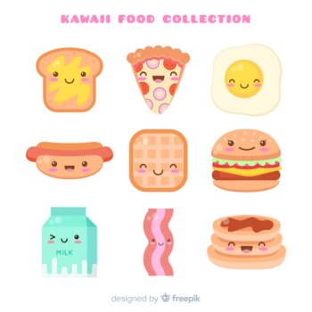 Free Vector | Kawaii hand drawn fast food collection