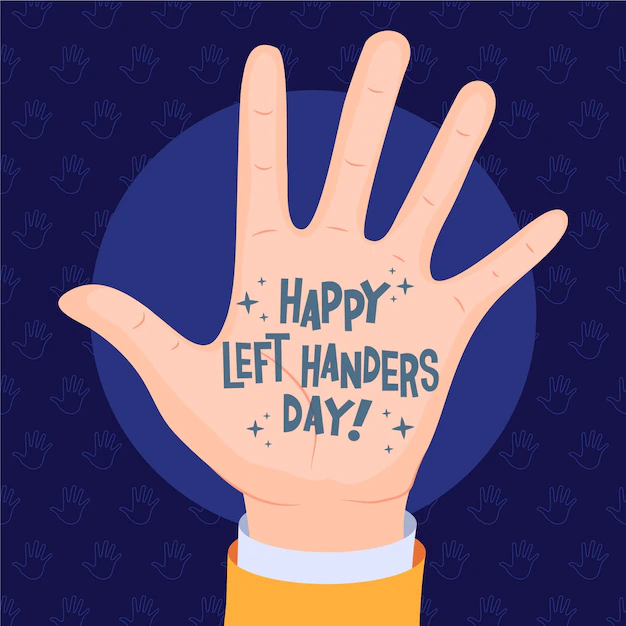 Free Vector | Left handers day with message on palm
