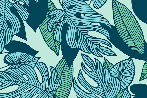 Free Vector | Linear tropical leaves with pastel color