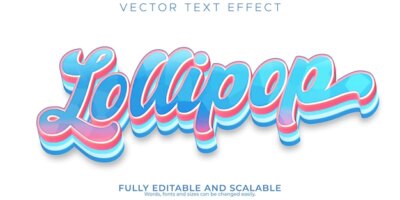Free Vector | Lollipop candy text effect editable sugar and sweet text style