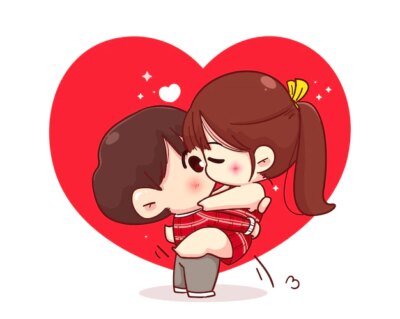 Free Vector | Lovers couple kissing, happy valentine, cartoon character illustration