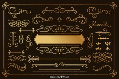 Free Vector | Luxurious golden ornament collection