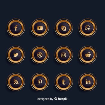 Free Vector | Luxury golden and black social media logo collection