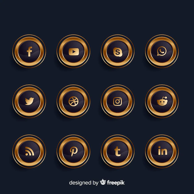 Free Vector | Luxury golden and black social media logo collection