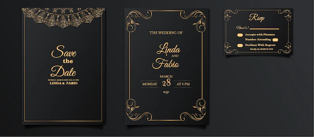 Free Vector | Luxury wedding invitation card set