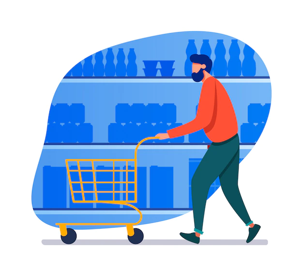 Free Vector | Man shopping in supermarket