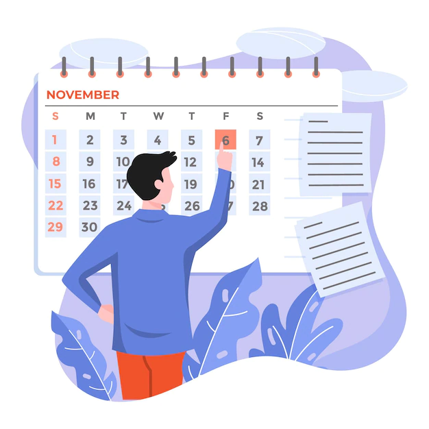 Free Vector | Man using a calendar for remembering an appointment