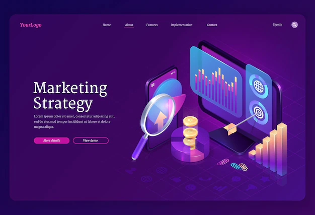 Free Vector | Marketing strategy isometric landing page