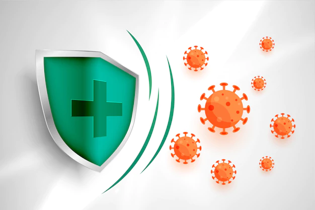 Free Vector | Medical shield protecting coronavirus to enter background