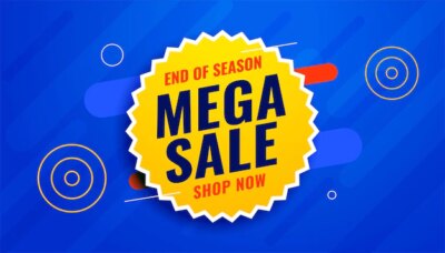 Free Vector | Mega sale banner in blue and yellow colors