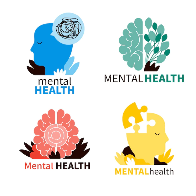 Free Vector | Mental health logos set