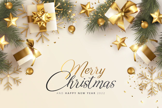 Free Vector | Merry christmas realistic background with presents and ornaments