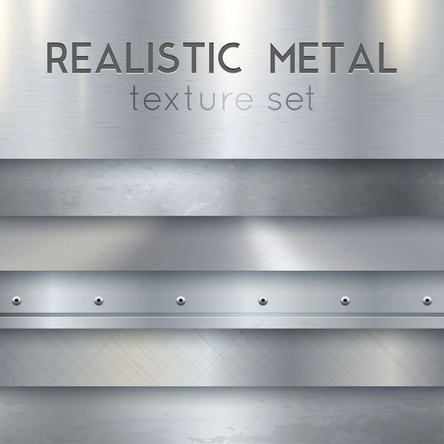 Free Vector | Metal texture realistic horizontal samples set