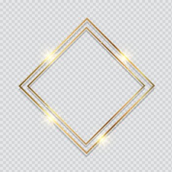 Free Vector | Metallic gold frame on a transparent styled background