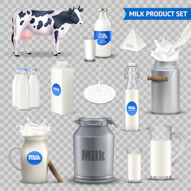 Free Vector | Milk cointainers pack