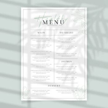 Free Vector | Minimalist healthy food restaurant menu