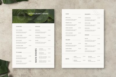 Free Vector | Minimalist restaurant menu template