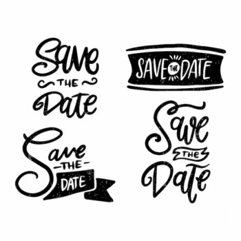 Free Vector | Minimalist stroke black lettering with save the date